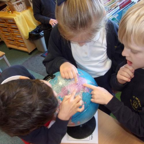 Locating China using globes