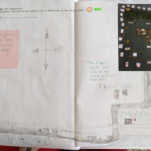 Before our school trip we used Google Earth and Google Maps  to plan our route to Shoreham. After our school trip we made a map of our route and Shoreham high street.