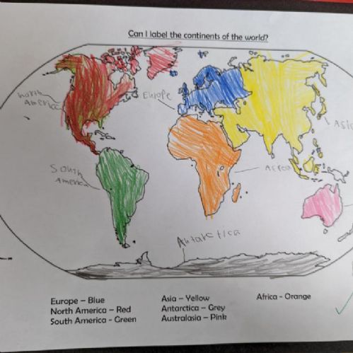 We have been locating different continents. We learnt about the northern and southern hemisphere.