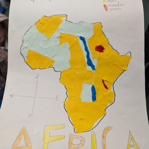 Some of Year 3 made collage messy maps of Africa