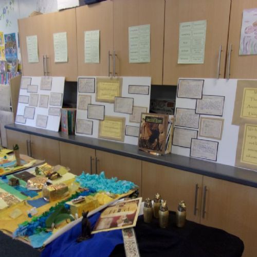 We had a workshop to show our grown-ups some of the amazing things we learnt about Egypt. We made salt dough messy maps as part of this.