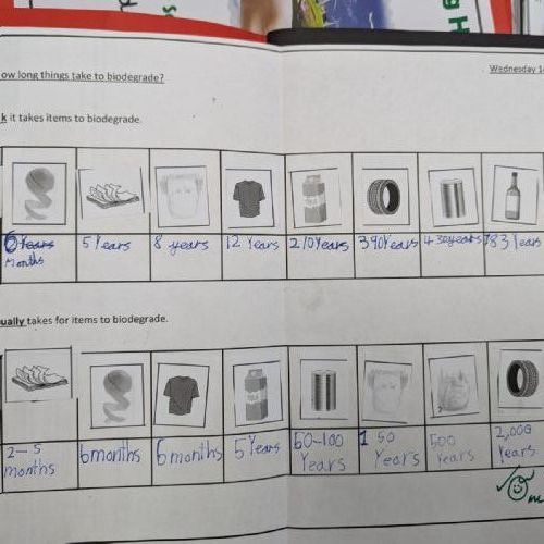 In science we learnt about materials and their impact on the environment. We used this to our geography and Re learning to discuss how humans are threatening our planet.